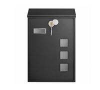 EVERGOODS Post Box,Wall Mounted Post Box for Outside, Large Letterbox with Lock, Weatherproof Mailbox with Viewing Window Easy Install, Fits A4 Magazines, Anthracite 25.5x10x39.5cm (Small Black)
