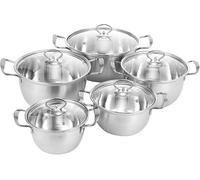 EVERGOODS Professional Stainless Steel Pot with Glass Lid - Induction-Safe Non-Stick Hot Pot, Double Handle Soup Pot for Gas, Electric, Ceramic & Induction Hobs, Durable Kitchen Cookware for Soups