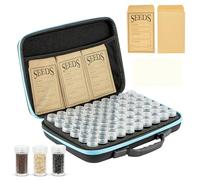 EVERGOODS Seed Storage Organizer Case with 60 Clear Jars, Portable Zippered Carrying Box, Labels & Stickers Included, Gardening Seed Container for Herb, Vegetable & Flower Seeds