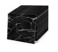 EVERGOODS Self Adhesive Marble Wall Tiles 40 Pack 30x30cm, Peel and Stick PVC Waterproof Wall Panels for Shower, Kitchen Backsplash Stick on Tiles for Bathroom, Living Room (40PCS Black Marble)