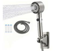 EVERGOODS Shower Riser Kit - Adjustable Slide Bar, Handheld Shower Head, 170CM Hose, Soap Dish, and Shower Head Holder - Perfect for Bathroom Upgrades (Grey, Filtered Shower Head)