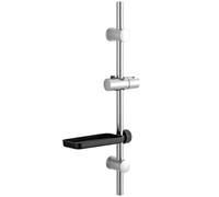 EVERGOODS Shower Riser Rail - Stainless Steel Slide Bar with Shower Head Holder, Wall Mounted Polished Chrome Finish, Anti-Rust Bathroom Rail for Overhead & Handheld Spray (Silver Shower Riser Rail)