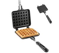 evergoods Stove Top Waffle Maker Nonstick Waffle Iron Pan with Long Handle | 5.5 Inch Cast Aluminum Waffle Skillet for Gas Stove, Portable Waffle Baking Pan for Home Kitchen, Camping