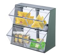EVERGOODS Tea Bag Holder Tea Box Organizer with Lid - 4 Compartment Coffee Station Organizer for Tea and Coffee, Storage Box for Kitchen Countertops, Cabinets & Pantry