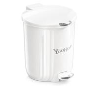 EVERGOODS White Bathroom Bin with Lid, Kitchen Pedal Bin with Removable Inner Bucket, Step-On Toilet Bin, Hands-Free Household Rubbish Bin for Bathroom, Kitchen, Utility Room, Office & Recycling