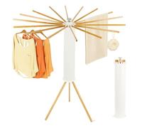 EVERGOODS Wooden Clothes Airer - Foldable & Portable Laundry Drying Rack, Extendable and Space-Saving Clothes Horse, Sturdy Drying Stand for Balcony, Bathroom, Living Room & Utility Room (White)