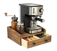 EVERGOODS Wooden Coffee Pod Storage Drawer, Coffee Capsule Holder & Tea Bag Organizer, 2 Drawer K Cup Storage Box Coffee Machine Stand for Kitchen Countertop, Holds 30 Pods, 32x26x13cm