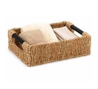 EVERGOODS XLarge Wicker Storage Basket for Shelves, Natural Seagrass Storage Basket with Wooden Handles, Large Wicker Basket Organiser for Bathroom, Bedroom, Kitchen & Home Office