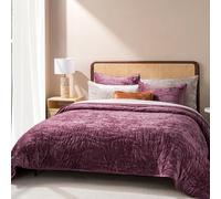 EVERGRACE Luxury Velvet Quilt King Size, Ultra Soft Wave Crushed Velvet Bedding Set, Lightweight Quilted Comforter Set for All Season, Oversized Bedspread Coverlet with 2 Shams, Mauve Purple
