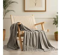 EVERGRACE Soft Chenille Throw Blanket for Couch, Cozy Plush Fuzzy Decorative Chenille Knit Throw Blanket with Tassels, Lightweight Blanket and Throws for Bed Sofa Gift Home Decor, Taupe 50"x60"