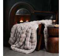 EverGrace Ultra Soft Luxury Fluffy Faux Rabbit Fur Throw Blanket, Thick Warm Bubble Throw for Bed, Cozy Plush Reversible Blankets for Couch, Chair, Sofa, Taupe, 50x60 Inches