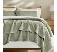 EVERGRACEHOME Cotton Coverlet Set King Size 3 Pieces, Lightweight Soft Ribbed Matelassé Bedspread Quilt Set, Cozy Oversized Quilted Bedding Set with 2 Pillow Shams for All Seasons, Light Sage Green