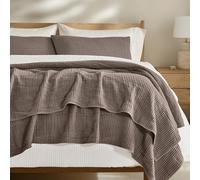 EVERGRACEHOME Cotton Coverlet Set King Size 3 Pieces, Lightweight Soft Ribbed Matelassé Bedspread Quilt Set, Cozy Oversized Quilted Bedding Set with 2 Pillow Shams for All Seasons, Mocha Brown