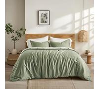 EVERGRACE Cotton Tencel Duvet Cover Set Queen Size, Silky Soft Cooling Duvet Cover for Hot Sleepers, Luxe Eucalyptus Lyocell Comforter Cover, Breathable Organic Bedding Set with 2 Shams, Sage Green