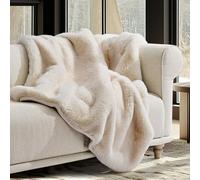 EVERGRACEHOME Luxury Soft Faux Chinchilla Fur Throw Blanket for Couch, Warm Thick Heavy Winter Throw Blanket 1220GSM for Bed, Fluffy Cozy Mink Blanket with Reversible Velvet, Arctic White, 60"x80"