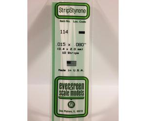 Evergreen 114 - 0.015" x 0.08" Polystyrene Strips 14"/35cm 10pcs