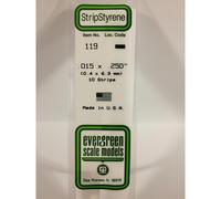 Evergreen 119 - 0.015" x 0.25" Polystyrene Strips 14"/35cm 10pcs