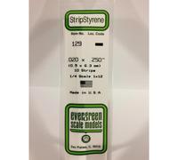 Evergreen 129 - 0.02" x 0.25" Polystyrene Strips 14"/35cm 10pcs