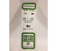 Evergreen 155 - 0.06" x 0.1" Polystyrene Strips 14"/35cm 10pcs