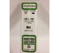 Evergreen 177 - 0.1" x 0.156" Polystyrene Strips 14"/35cm 10pcs