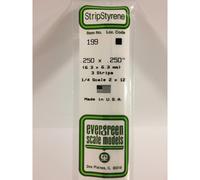 Evergreen 199 - 0.25" x 0.25" Polystyrene Strips 14"/35cm 10pcs
