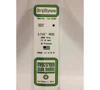 Evergreen 222 - 0.062"/1.6mm Polystyrene 14"/35cm Rods 10pcs