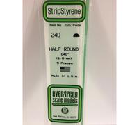 Evergreen 240 - 0.04"/1mm Polystyrene Half Round 14"/35cm Lengths pcs