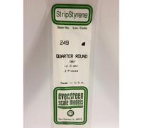 Evergreen 249 - 0.08"/2.0mm Polystyrene Quarter Round 14"/35cm Lengths 3 pcs