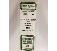Evergreen 250 - 0.1"/2.5mm Polystyrene Quarter Round 14"/35cm Lengths 3 pcs