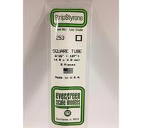 Evergreen 253 - 0.188/4.8mm Polystyrene 14"/35cm Square Tubes 3 pcs