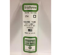 Evergreen 254 - 0.25"/6.3mm Polystyrene 14"/35cm Square Tubes 2 pcs