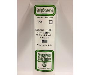 Evergreen 254 - 0.25"/6.3mm Polystyrene 14"/35cm Square Tubes 2 pcs