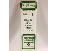 Evergreen 263 - 0.1"/2.5mm Polystyrene Channels 14"/35cm 4 pcs