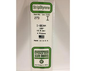 Evergreen 273 - 0.1"/2.5mm Polystyrene I-Beams 14"/35cm 4 pcs