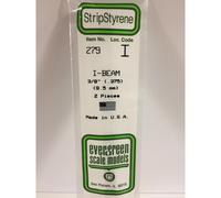 Evergreen 279 - 0.375"/9.5mm Polystyrene I-Beams 14"/35cm 2 pcs