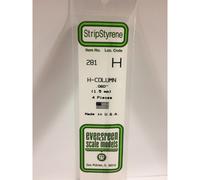 Evergreen 281 - 0.06"/1.5mm Polystyrene H-Columns 14"/35cm 4 pcs