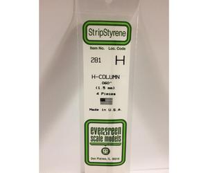 Evergreen 281 - 0.06"/1.5mm Polystyrene H-Columns 14"/35cm 4 pcs