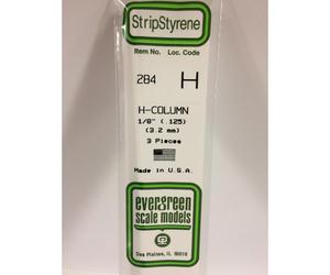 Evergreen 284 - 0.125"/3.2mm Polystyrene H-Columns 14"/35cm 3 pcs