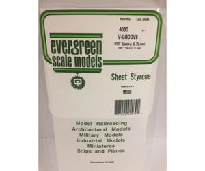 Evergreen 4030 - 0.030" Polystyrene V Groove Siding Sheet 6" x 12"