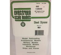Evergreen 4040 - 0.040" Polystyrene V Groove Siding Sheet 6" x 12"