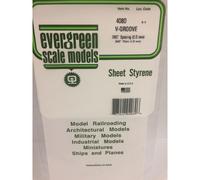 Evergreen 4080 - 0.080" Polystyrene V Groove Siding Sheet 6" x 12"