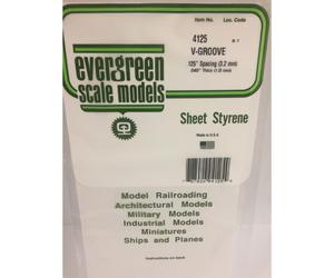 Evergreen 4125 - 0.125" Polystyrene V Groove Siding Sheet 6" x 12"