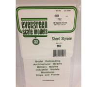 Evergreen Styrene 4504 - 1 x 1/6" (4.2mm) Square Tiles 6" x 12" x 1mm Sheet New