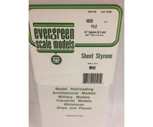 Evergreen 4505 - 1/4" x 1/4" Polystyrene Square Tile Sheet 6" x 12"