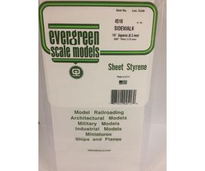 Evergreen 4516 - 1/4" x 1/4" Polystyrene Sidewalk Pavement Sheet 6" x 12"
