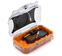 Evergreen 56 Clear Waterproof Dry Box Protective Case Colored Rubber Insert - Travel Safe/MilSpec/USA Made - Tackle Organization of Cameras, Phones, Camping, Fishing, Travel, Water Sports (Orange)