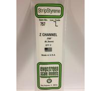 Evergreen 757 - 0.25"/6.3mm Polystyrene Z-Channels 14"/35cm 2 pcs