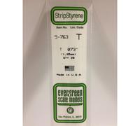 Evergreen 763 - 0.073"/1.85mm Polystyrene T-Shapes 14"/35cm pcs