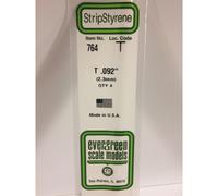 Evergreen 764 - 0.092"/2.3mm Polystyrene T-Shapes 14"/35cm 4 pcs
