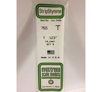 Evergreen 765 - 0.123"/3.1mm Polystyrene T-Shapes 14"/35cm 3 pcs